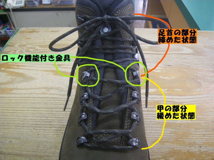 登山靴の「ロック機能付き金具」を上手に使おう！